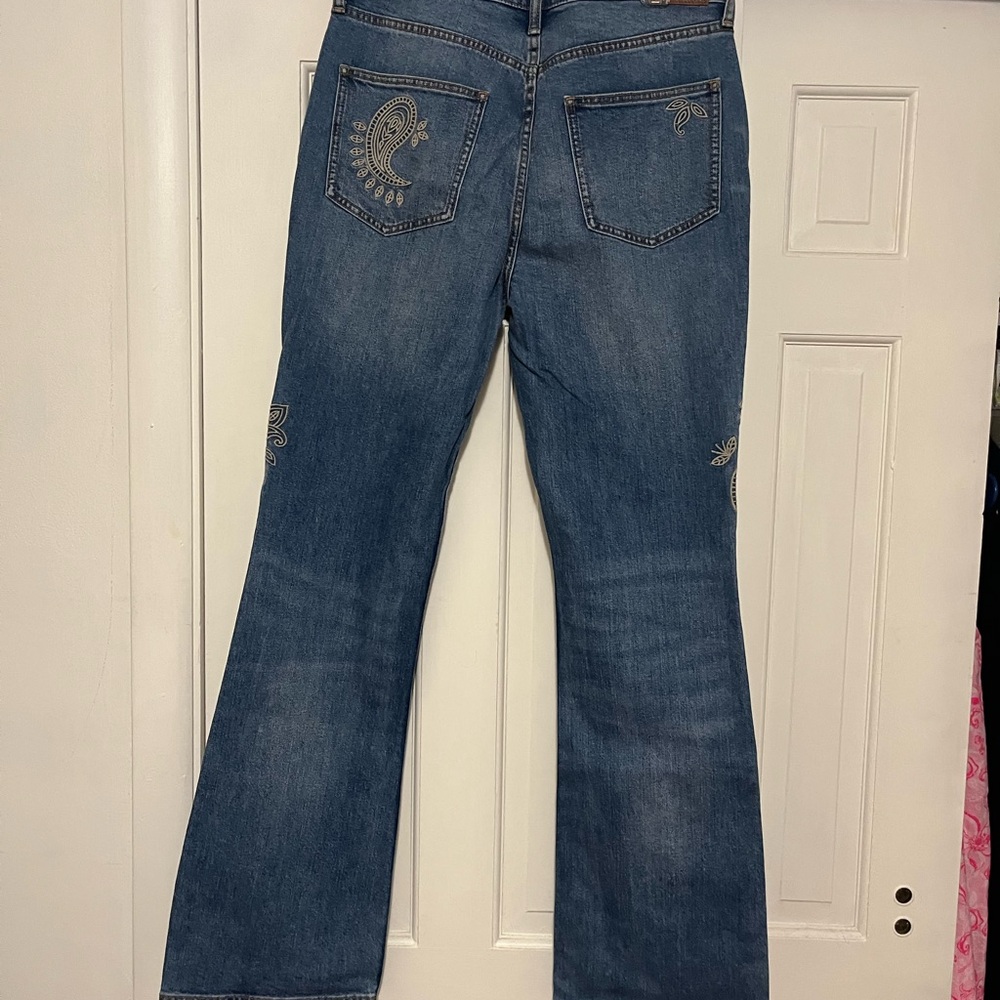 Johnny Was Blue Boot Cut Jeans with Bandana Embroidery - Picture 4 of 4